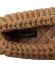 Dolce & Gabbana Brown Slip On Ballerina Flats Wool Knit Shoes
