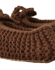 Dolce & Gabbana Brown Slip On Ballerina Flats Wool Knit Shoes