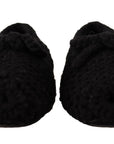 Dolce & Gabbana Black Slip On Ballerina Flats Wool Knit Shoes