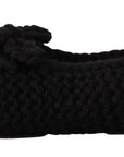 Dolce & Gabbana Black Slip On Ballerina Flats Wool Knit Shoes