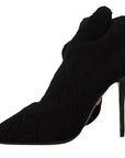Dolce & Gabbana Black Stretch Socks Knee High Booties Shoes