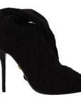 Dolce & Gabbana Black Stretch Socks Knee High Booties Shoes