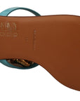 Dolce & Gabbana Blue Leather Devotion Flats Sandals