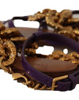 Dolce & Gabbana Purple Leather Devotion Flats Sandals Shoes