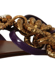 Dolce & Gabbana Purple Leather Devotion Flats Sandals Shoes