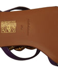 Dolce & Gabbana Purple Leather Devotion Flats Sandals Shoes