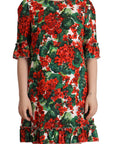 Dolce & Gabbana Multicolor Red Floral Shift Gown Dress