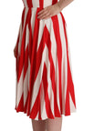 Dolce & Gabbana White Red Stretch Shift A-line Gown Dress