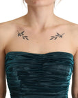 Dolce & Gabbana Turquoise Bustier Bodice Draped Midi Dress