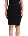 Dolce & Gabbana Bodycon Black Silk Off Shoulder Sheath Bodycon Dress