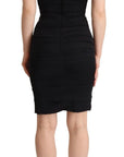 Dolce & Gabbana Bodycon Black Silk Off Shoulder Sheath Bodycon Dress