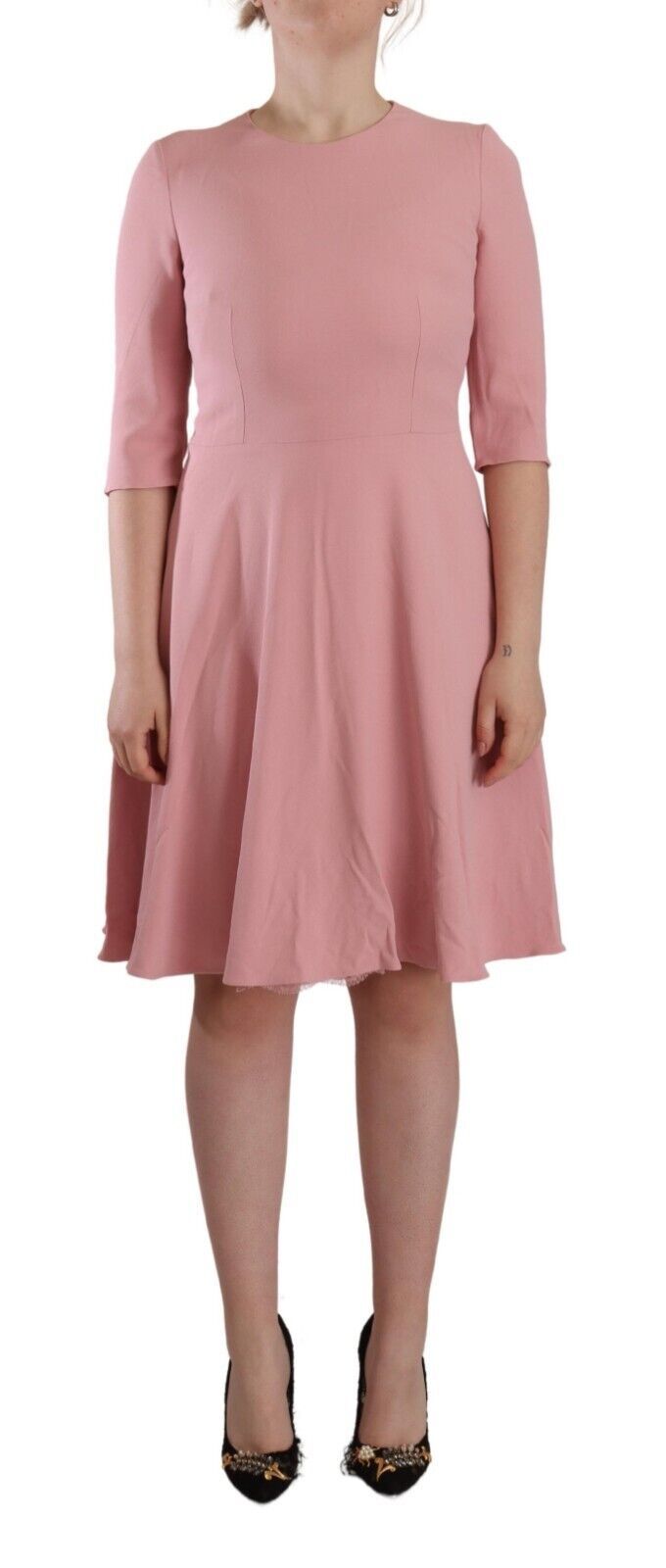 Dolce &amp; Gabbana Pink 3/4 Sleeves Viscose Blend A-line Dress