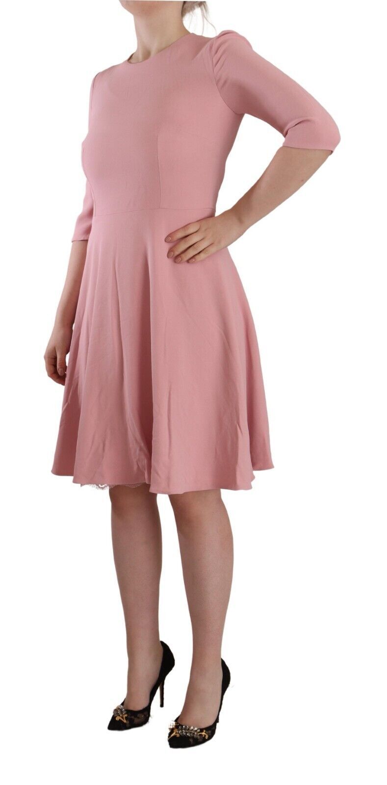 Dolce &amp; Gabbana Pink 3/4 Sleeves Viscose Blend A-line Dress