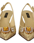 Dolce & Gabbana Gold Crystal Slingbacks Pumps Heels Shoes