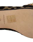 Dolce & Gabbana Gold Leopard Print Crystals Loafers Shoes
