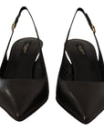 Dolce & Gabbana Black Leather Slingbacks Heels Pumps Shoes