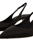 Dolce & Gabbana Black Leather Slingbacks Heels Pumps Shoes