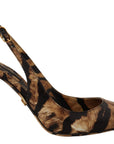 Dolce & Gabbana Brown Slingbacks Leather Tiger Shoes