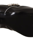 Dolce & Gabbana Black Patent Leather Crystal Slingbacks Shoes