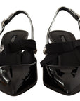 Dolce & Gabbana Black Patent Leather Crystal Slingbacks Shoes