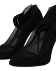 Dolce & Gabbana Black Tulle Stretch Boots Pumps Shoes