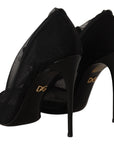 Dolce & Gabbana Black Tulle Stretch Boots Pumps Shoes