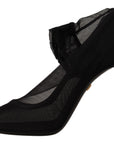 Dolce & Gabbana Black Tulle Stretch Boots Pumps Shoes