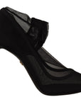 Dolce & Gabbana Black Tulle Stretch Boots Pumps Shoes