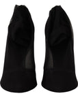 Dolce & Gabbana Black Tulle Stretch Boots Pumps Shoes
