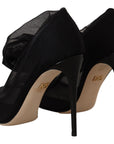 Dolce & Gabbana Black Stretch Tulle Stretch Boots Shoes