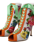 Dolce & Gabbana White Jersey Stretch Boots Open Toes Heels Shoes