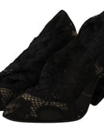 Dolce & Gabbana Black Stretch Socks Taormina Lace Boots Shoes