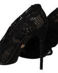 Dolce & Gabbana Black Stretch Socks Taormina Lace Boots Shoes