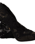 Dolce & Gabbana Black Stretch Socks Taormina Lace Boots Shoes