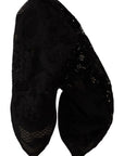Dolce & Gabbana Black Stretch Socks Taormina Lace Boots Shoes