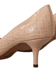 Dolce & Gabbana Beige Leather Pointed Heels Pumps Shoes