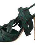 Dolce & Gabbana Green Python Strap Sandals Heels Shoes