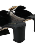 Dolce & Gabbana Black Gray Exotic Leather Crystals Sandals Shoes