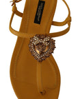 Dolce & Gabbana Mustard Leather Devotion Flats Sandals Shoes