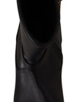 Dolce & Gabbana Black Leather Flats Logo Short Boots Shoes