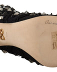 Dolce & Gabbana Black Crystals Heels Zipper Short Boots Shoes