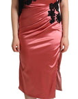 Dolce & Gabbana Pink One-Shoulder Silk Tassel Fringe Gown Mid Dress