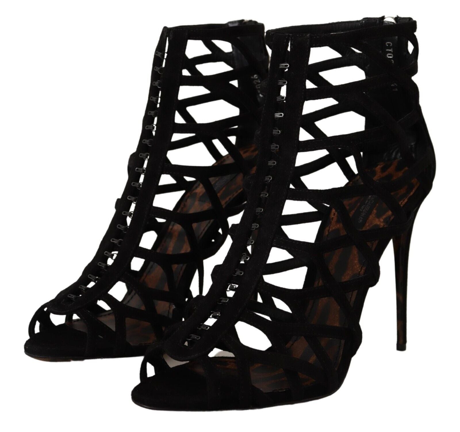 Dolce &amp; Gabbana Black Suede Stiletto Heels Bette Sandals Shoes