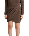 Patrizia Pepe Brown Acetate Long Sleeves Turtle Neck Sheath Dress
