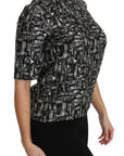 Dolce & Gabbana Black Musical Instruments Print Silk Blouse
