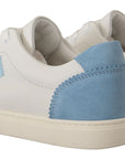 Dolce & Gabbana White Blue Leather Low Top Sneakers Shoes