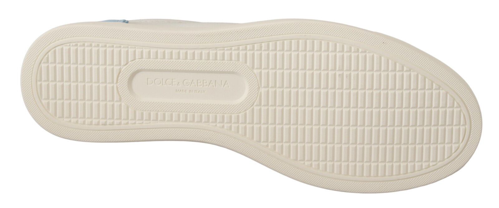 Dolce &amp; Gabbana White Blue Leather Low Top Sneakers Shoes