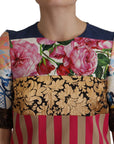 Dolce & Gabbana Multicolor Pachwork Floral Sheath Jaquard Mini Gown Dress