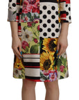 Dolce & Gabbana Multicolor Charmeuse Floral Sheath Jaquard Pachwork Dress
