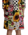 Dolce & Gabbana Multicolor Charmeuse Floral Sheath Jaquard Pachwork Dress